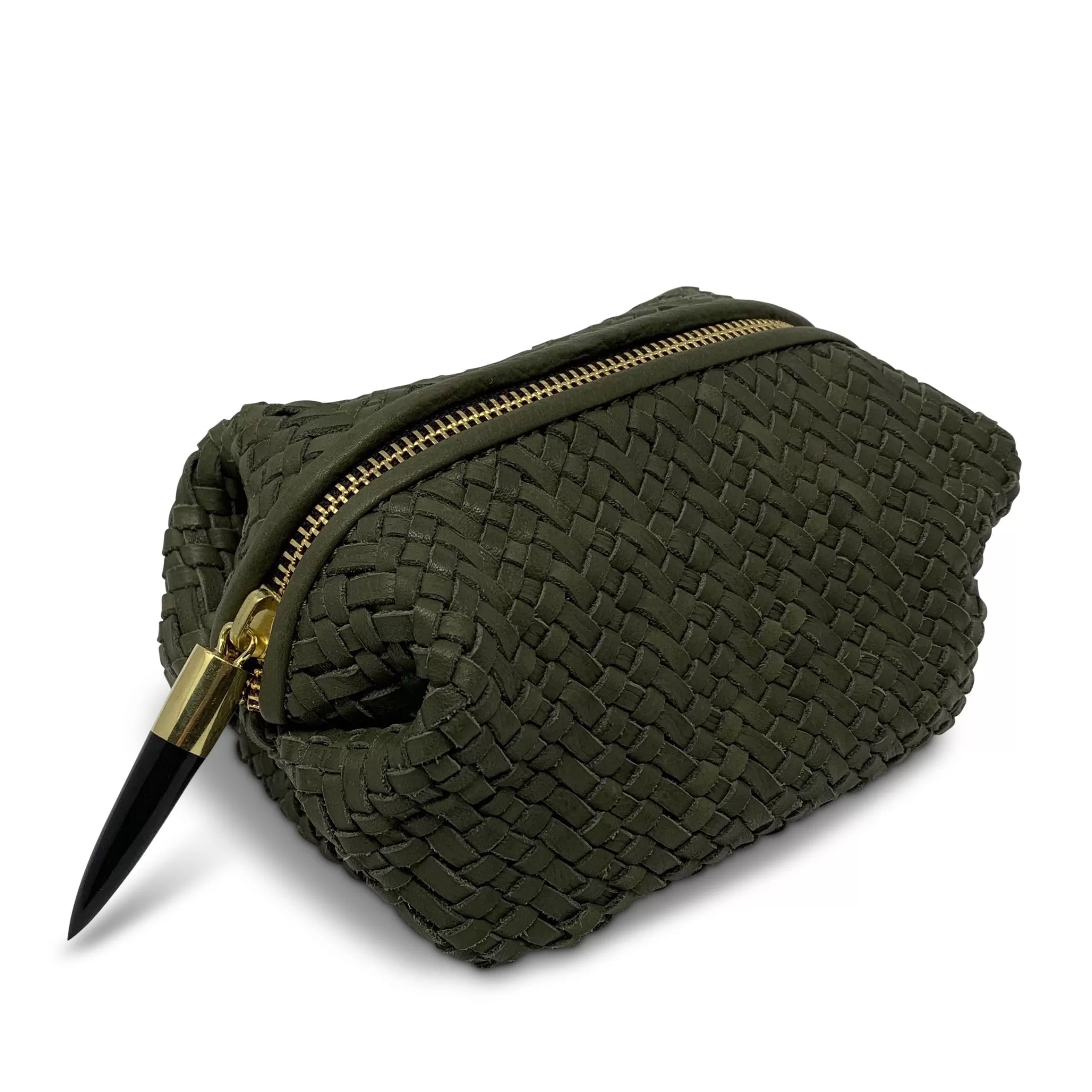 Kempton & Co Olive Woven Cosmetic Case | Cosmetic Cases