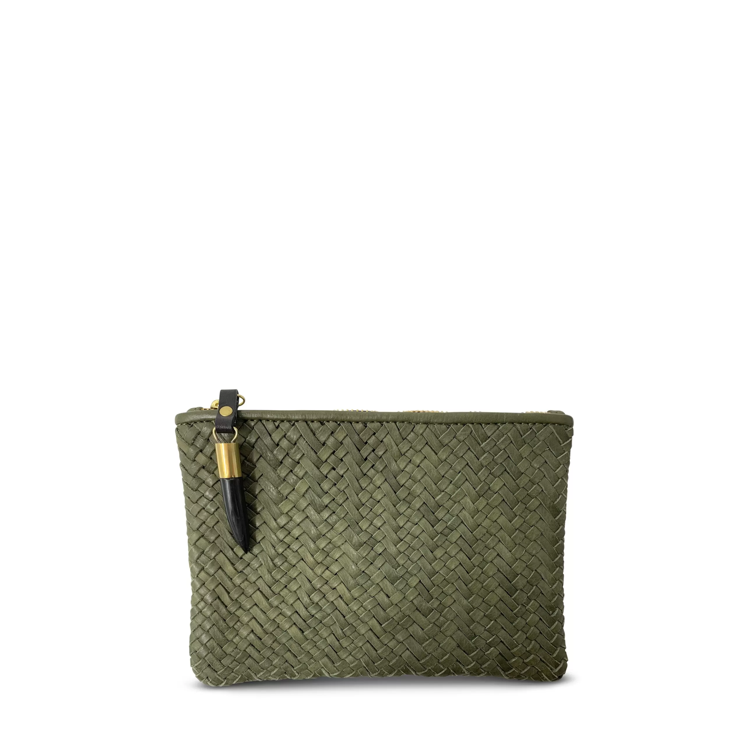 Kempton & Co Olive Woven Small Pouch | Pouches & Clutches