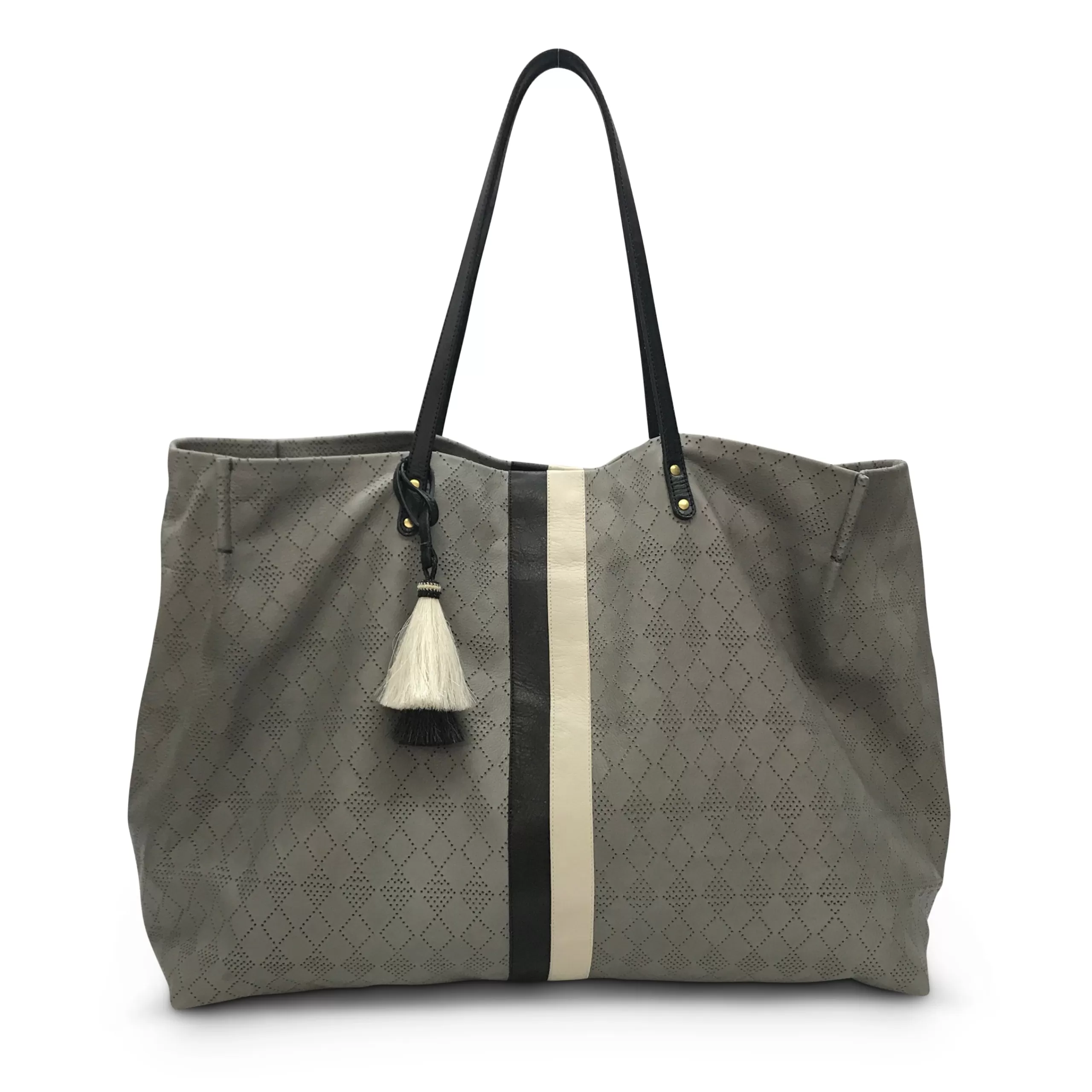 Kempton & Co Oversized Diamond Perf Tote - Storm Grey | Large Bags