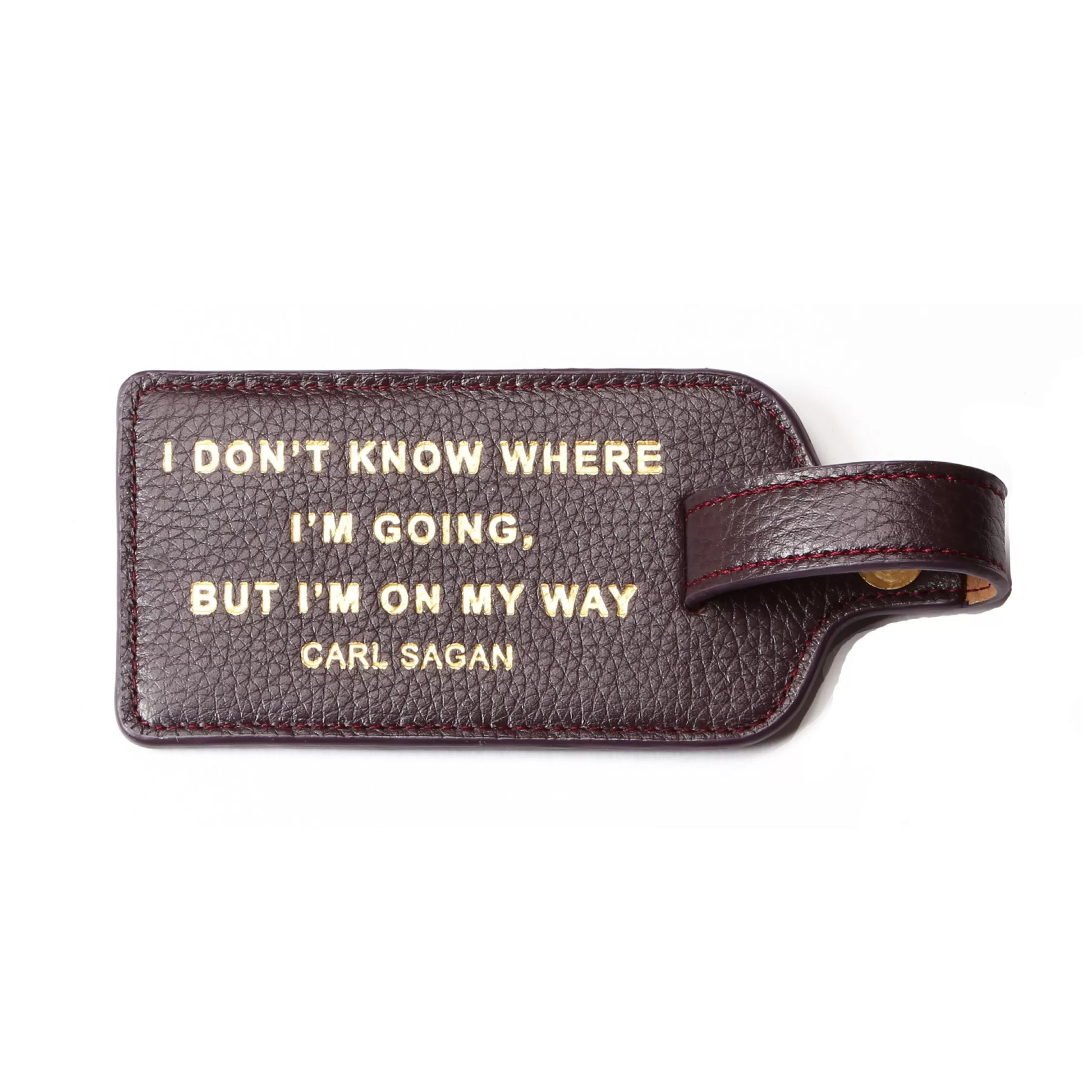 Kempton & Co Oxblood Leather Luggage Tag - Don'T Know Where I'M Going | Small Leather Goods