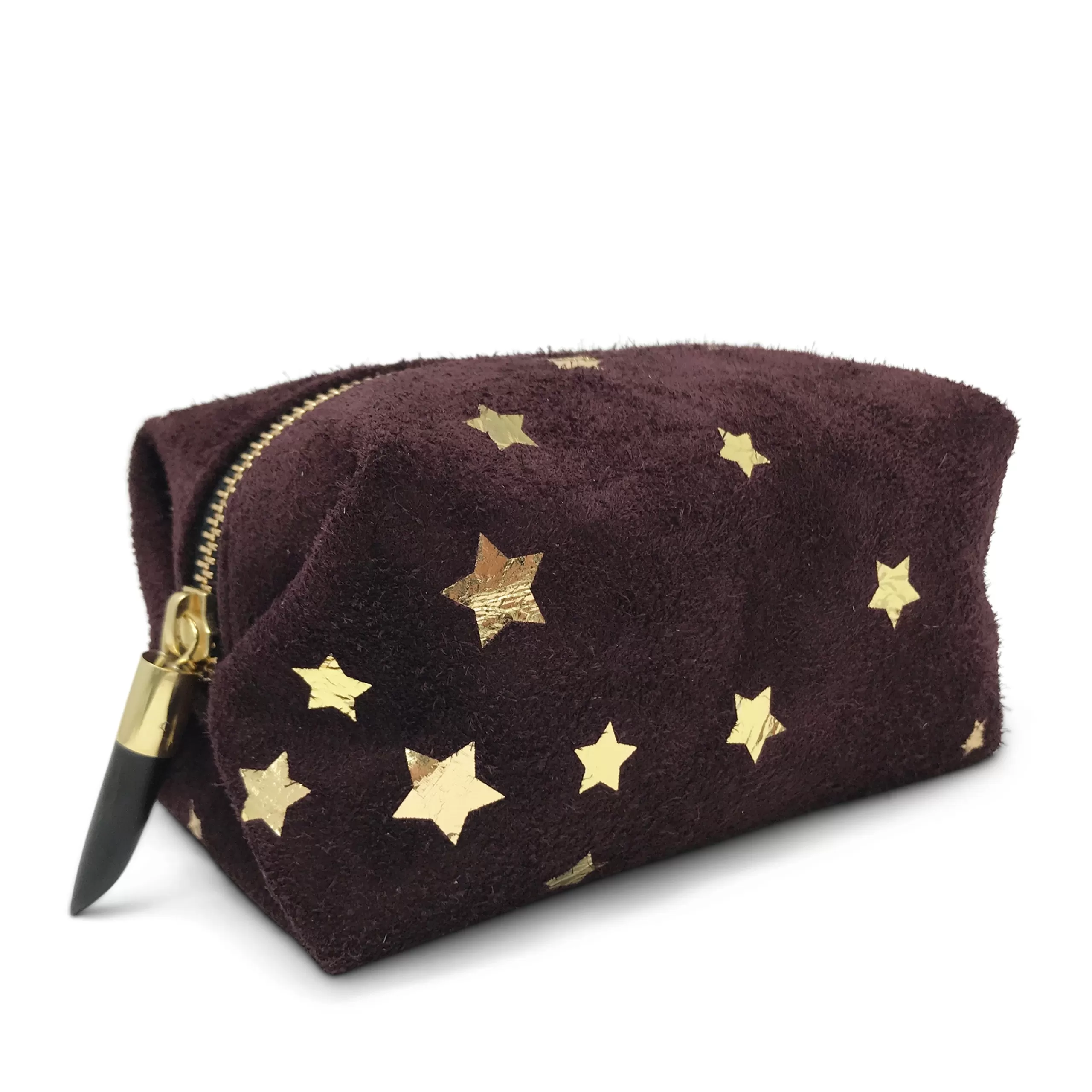 Kempton & Co Oxblood Suede Star Cosmetic Case | Pouches & Clutches