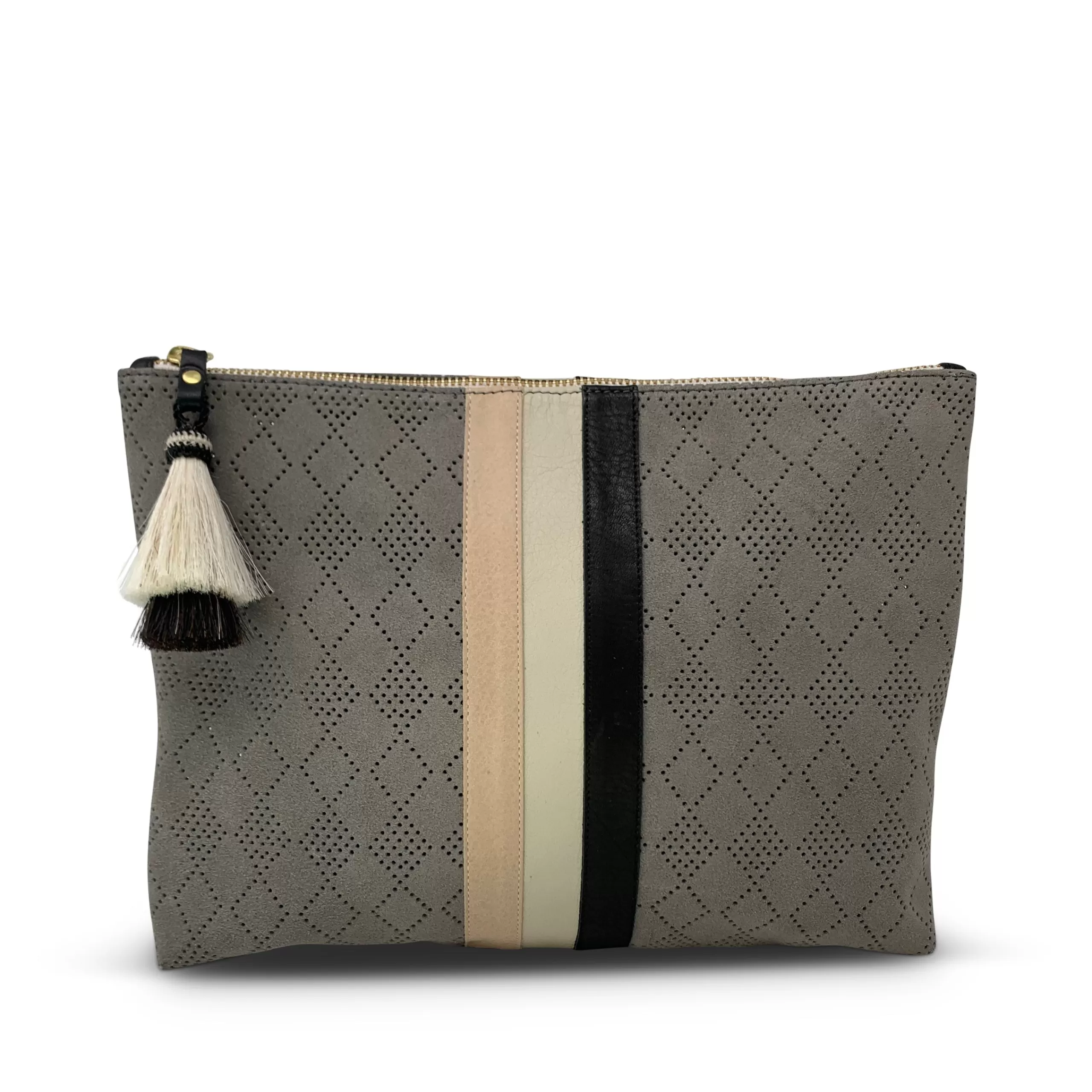 Kempton & Co Perforated Storm Suede Tri Color Medium Pouch | Pouches & Clutches