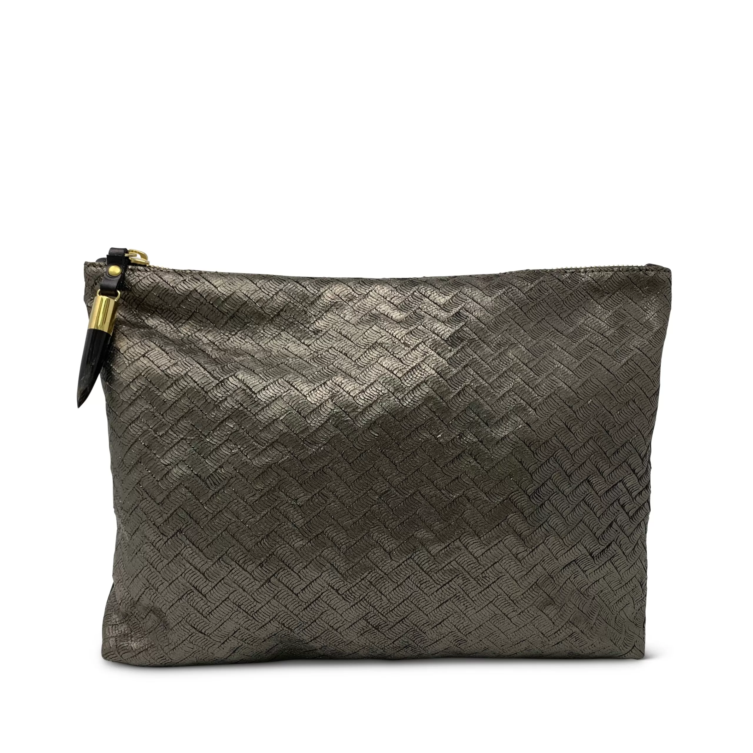 Kempton & Co Pewter Chevron Medium Pouch | Pouches & Clutches