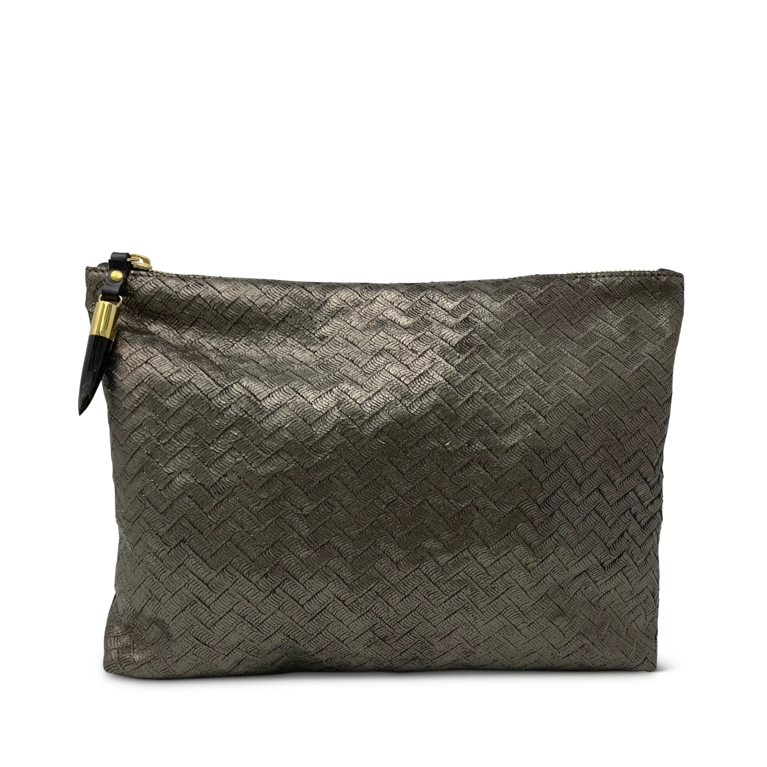 Kempton & Co Pewter Chevron Medium Pouch Sample | Pouches & Clutches