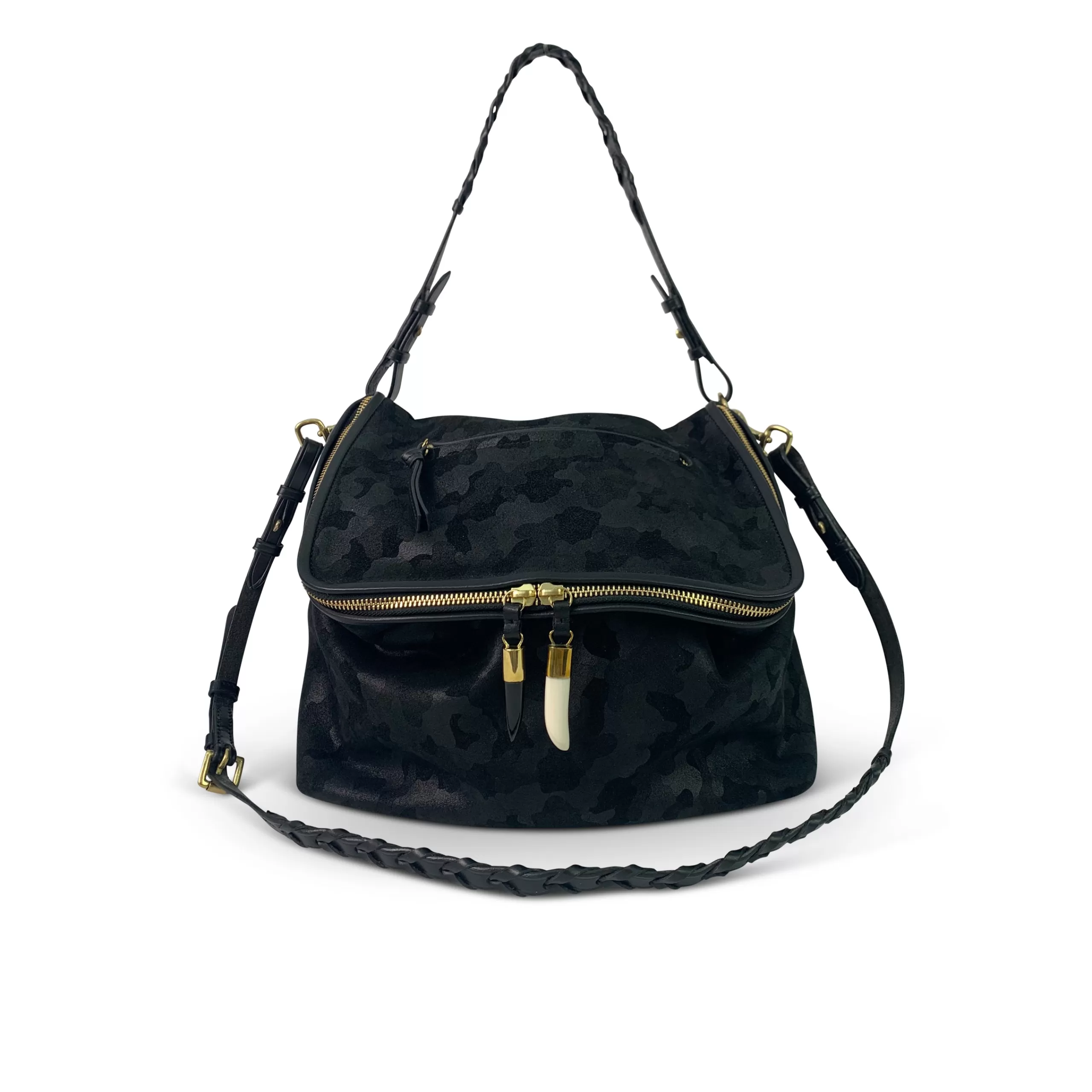 Kempton & Co Rough Night Black Camo Suede | Crossbody