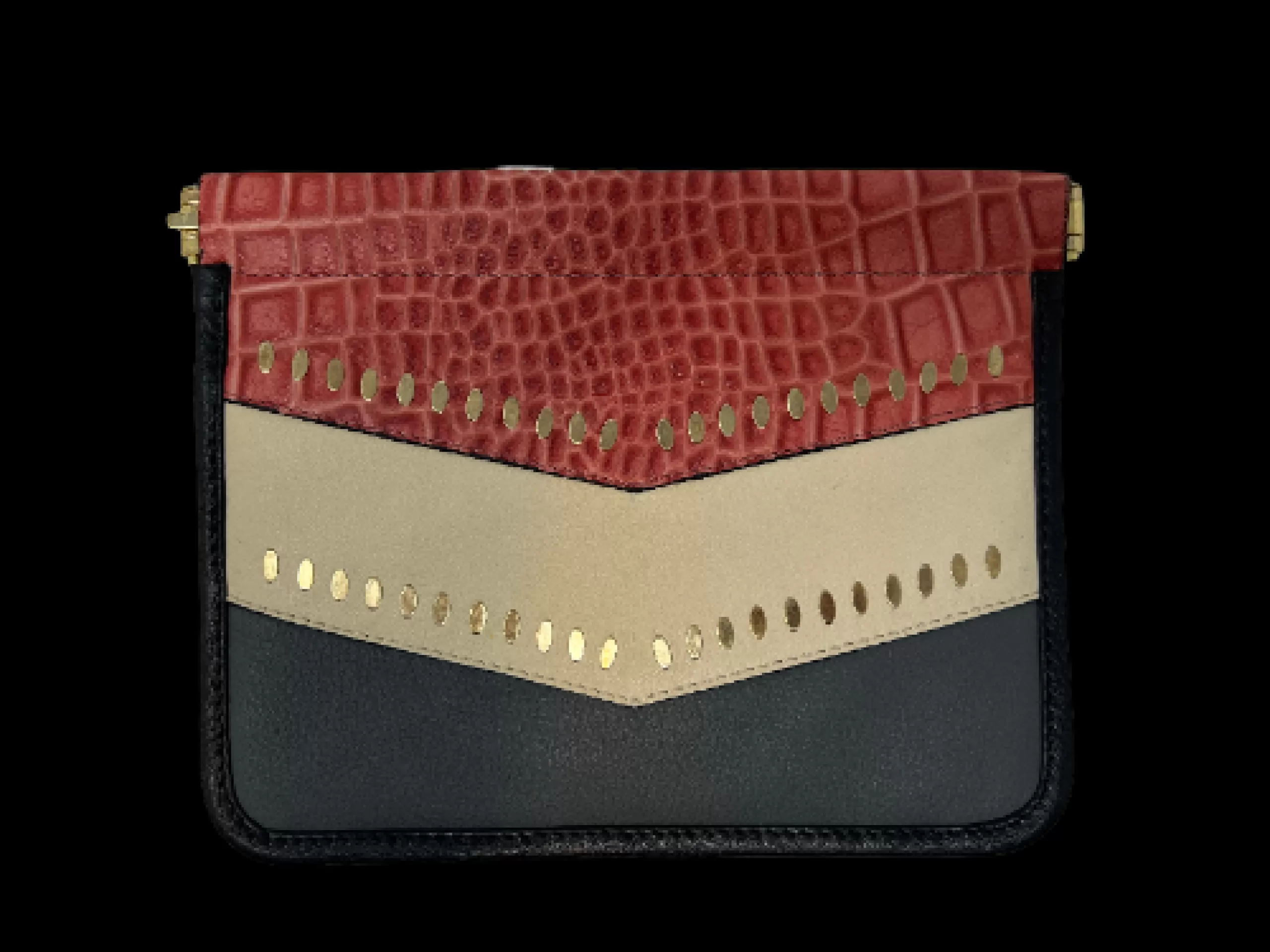 Kempton & Co Sample - Small Snap Pouch - Red Chevron Stud | Pouches & Clutches