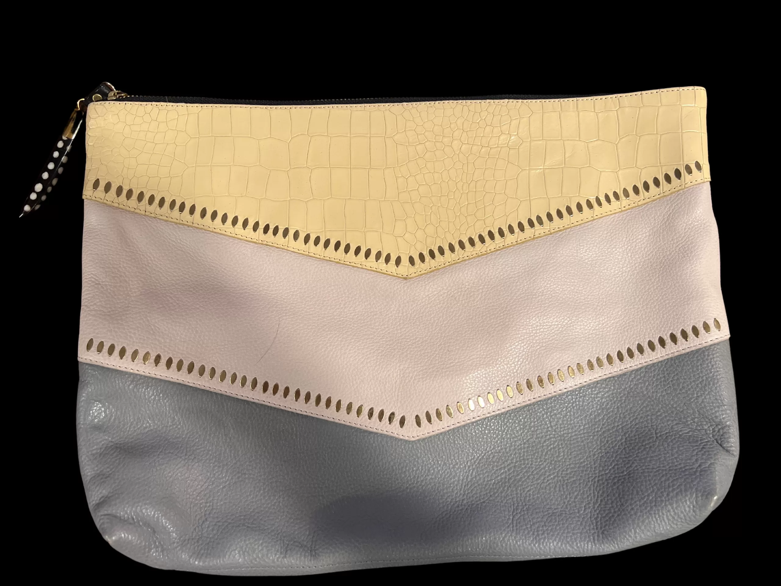 Kempton & Co Sample - Washed Yellow Blush Chevron Clutch | Pouches & Clutches