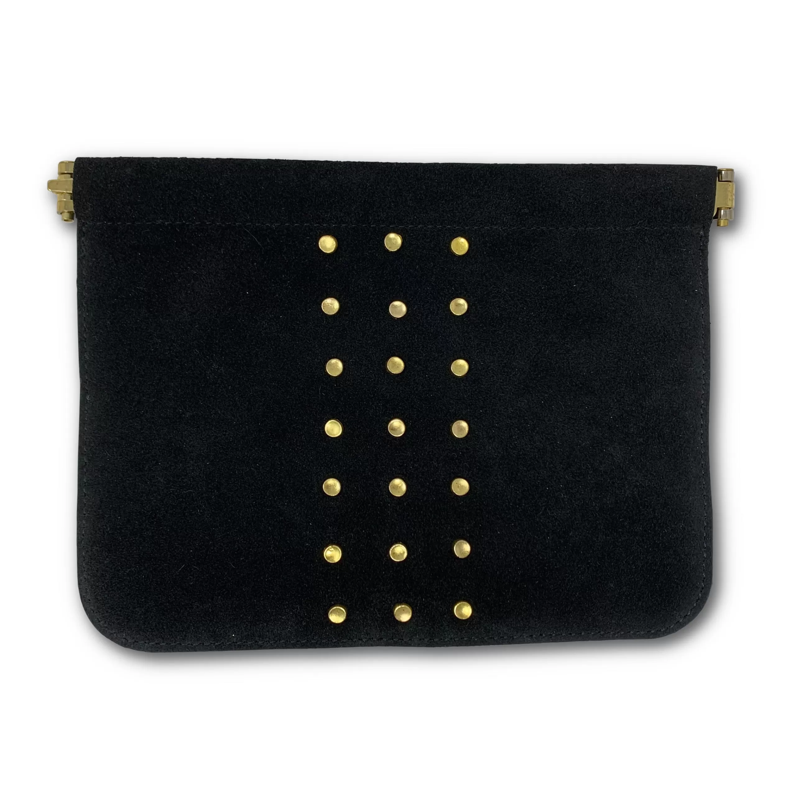 Kempton & Co Small Black Suede Stud Snap Pouch | Small Pouches