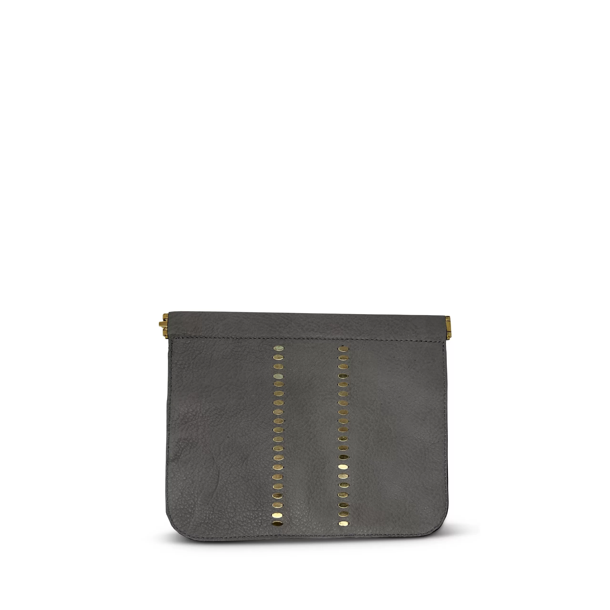 Kempton & Co Small Grey Stud Snap Pouch | Small Leather Goods