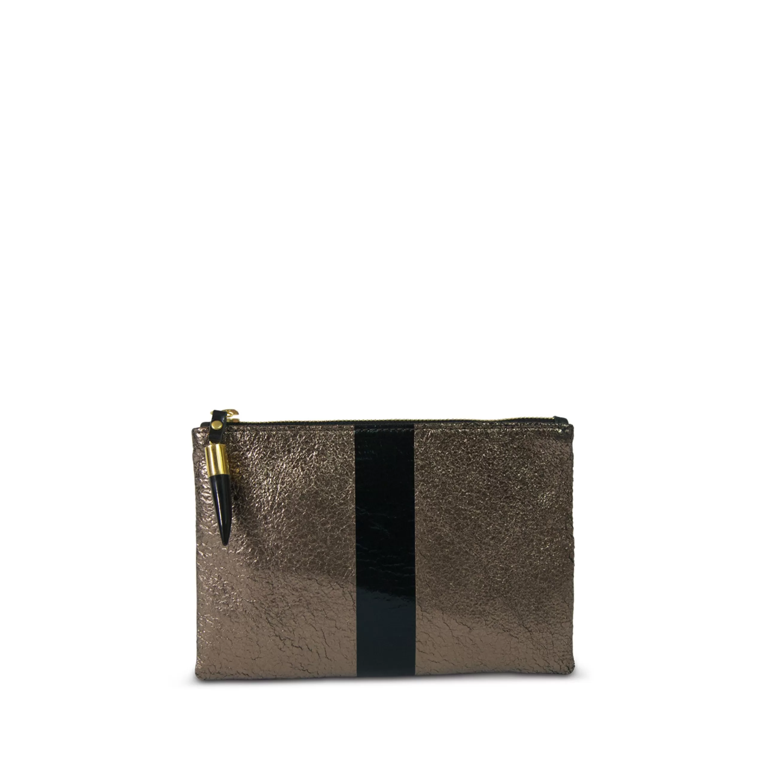 Kempton & Co Small Leather Pouch Bag - Bronze And Black | Pouches & Clutches