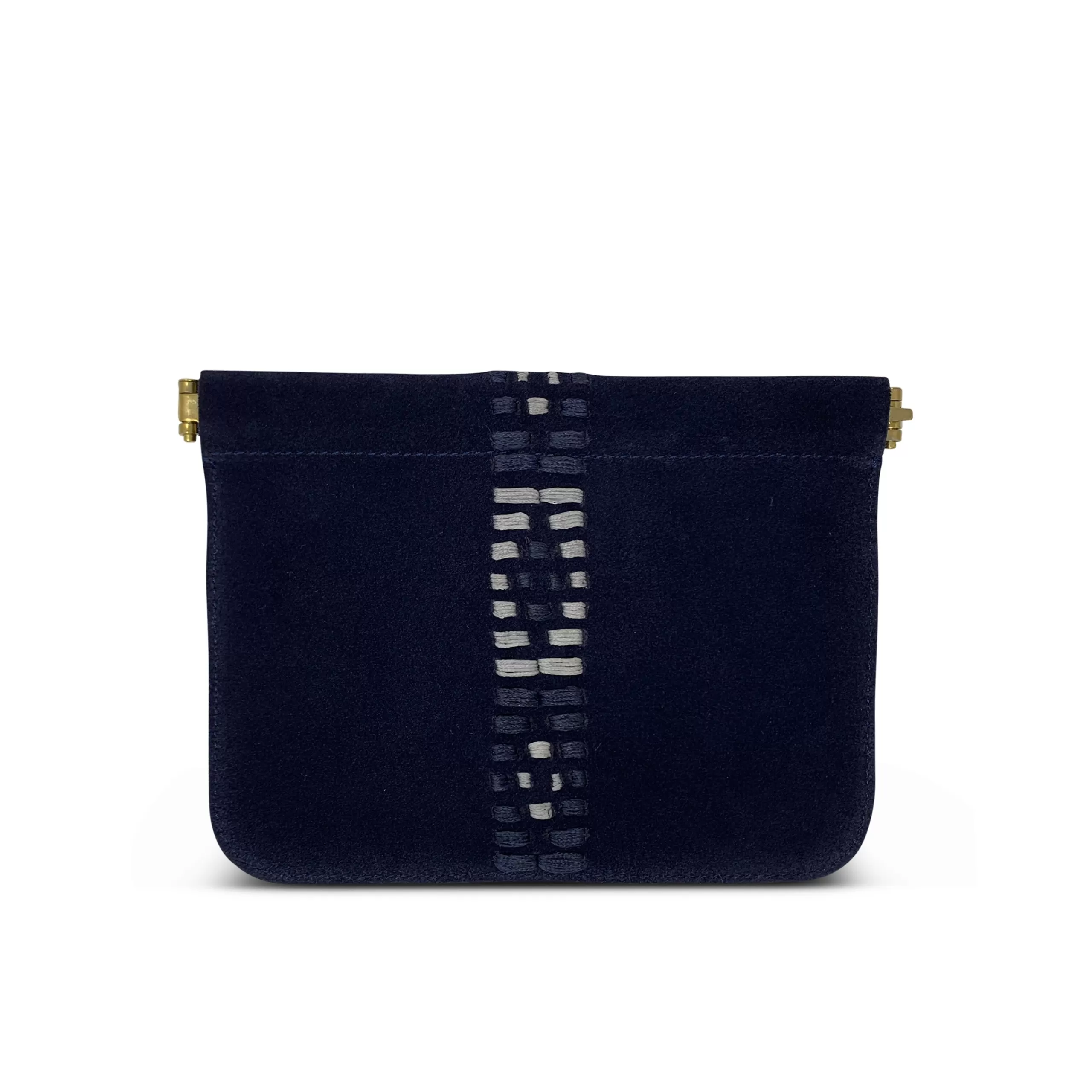 Kempton & Co Small Navy Suede Polo Snap Pouch | Pouches & Clutches