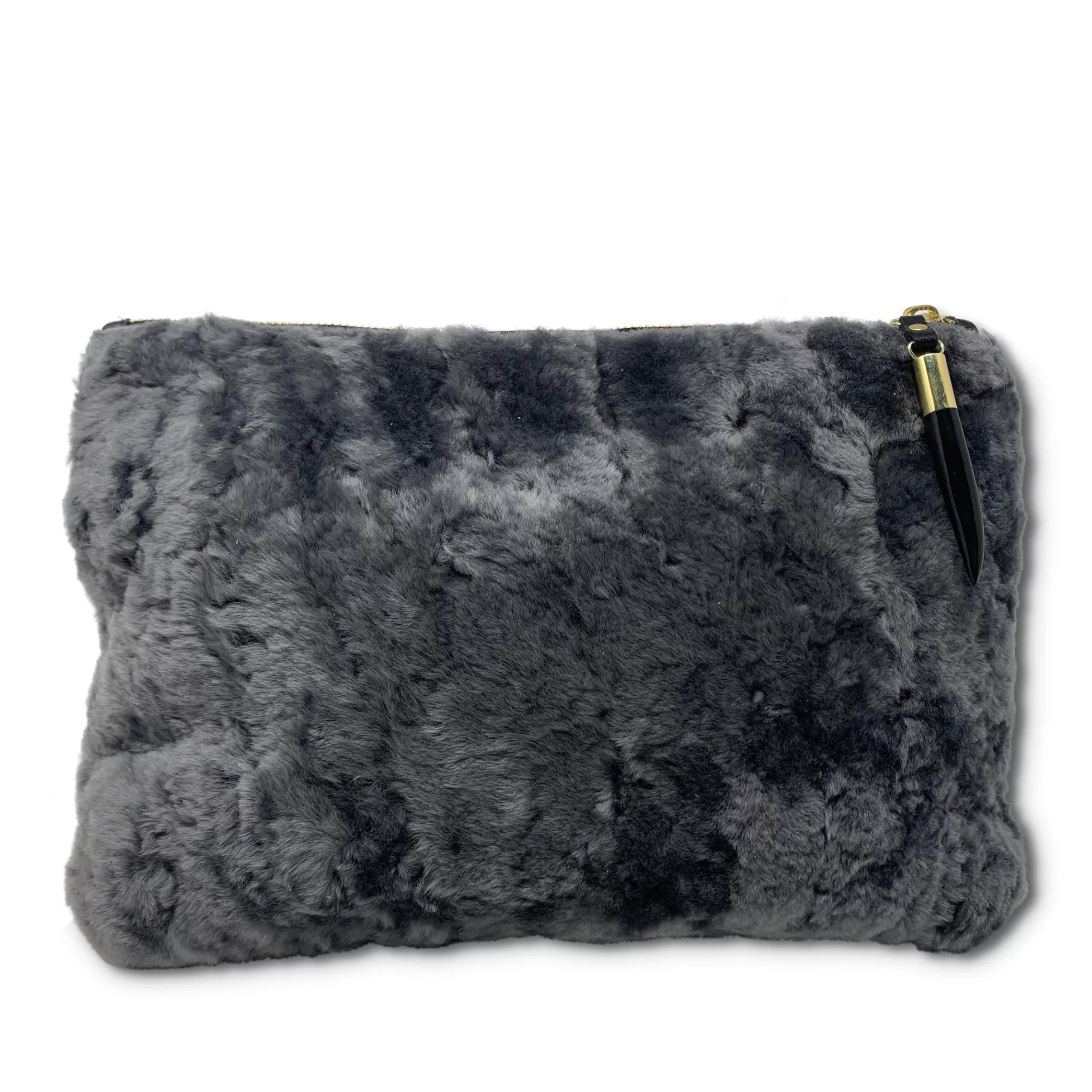 Kempton & Co Stone Shearling Clutch | New Pouches & Clutches