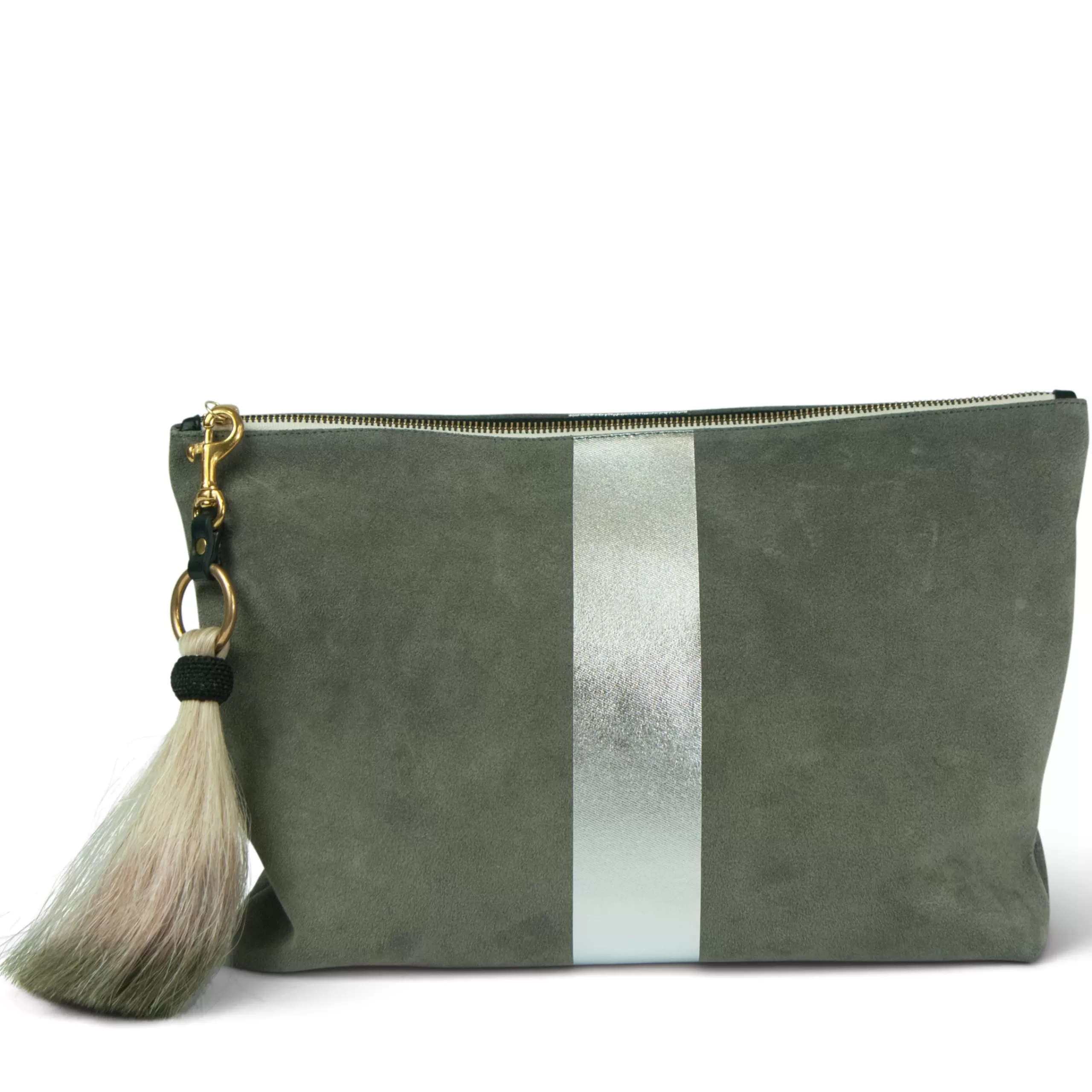 Kempton & Co Storm Silver Suede Clutch | Pouches & Clutches