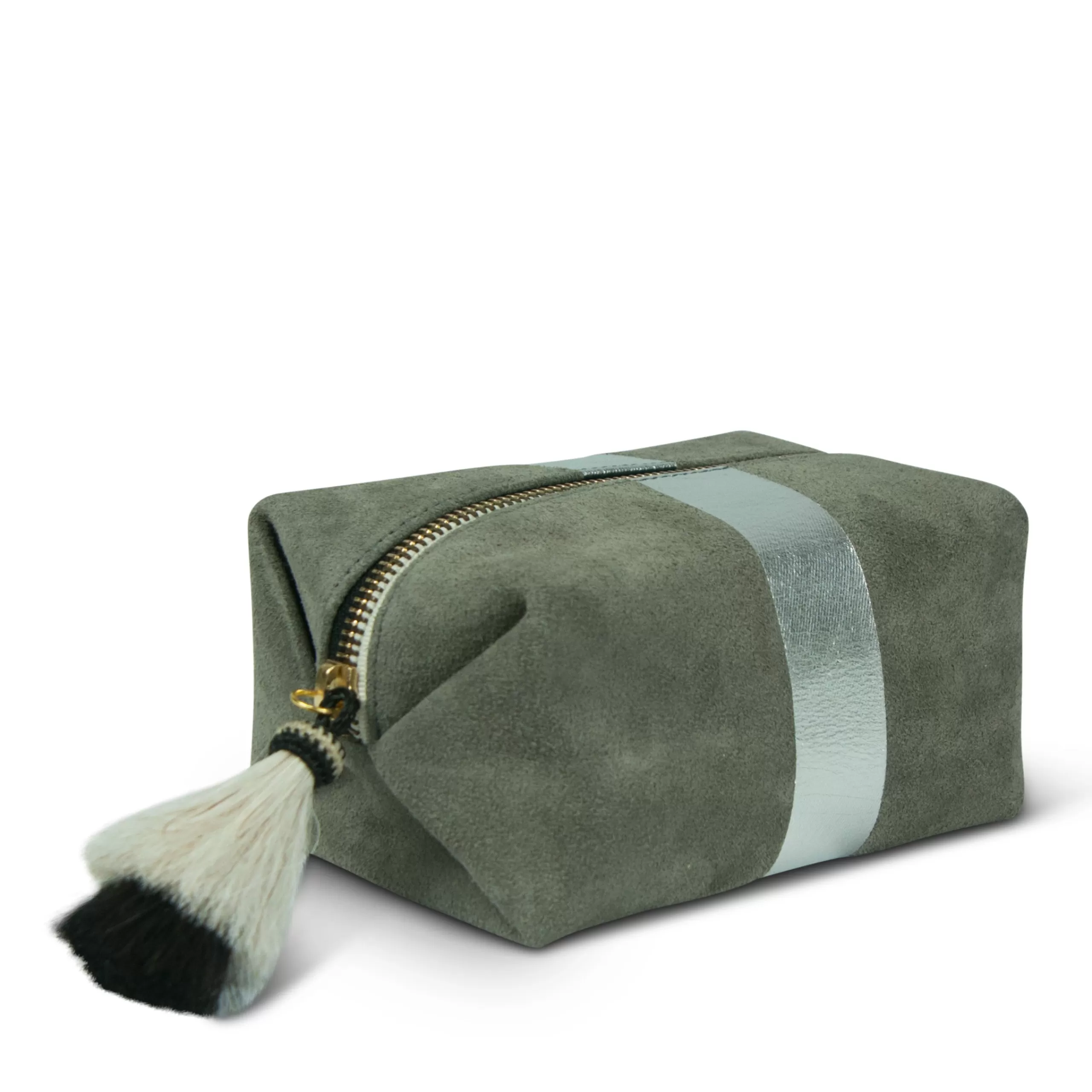 Kempton & Co Storm Silver Suede Cosmetic Case | Pouches & Clutches