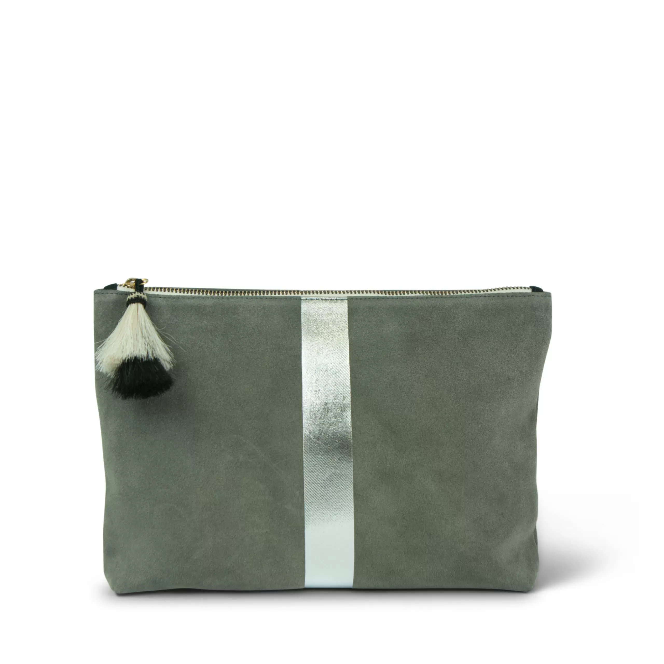 Kempton & Co Storm Silver Suede Medium Pouch | Pouches & Clutches