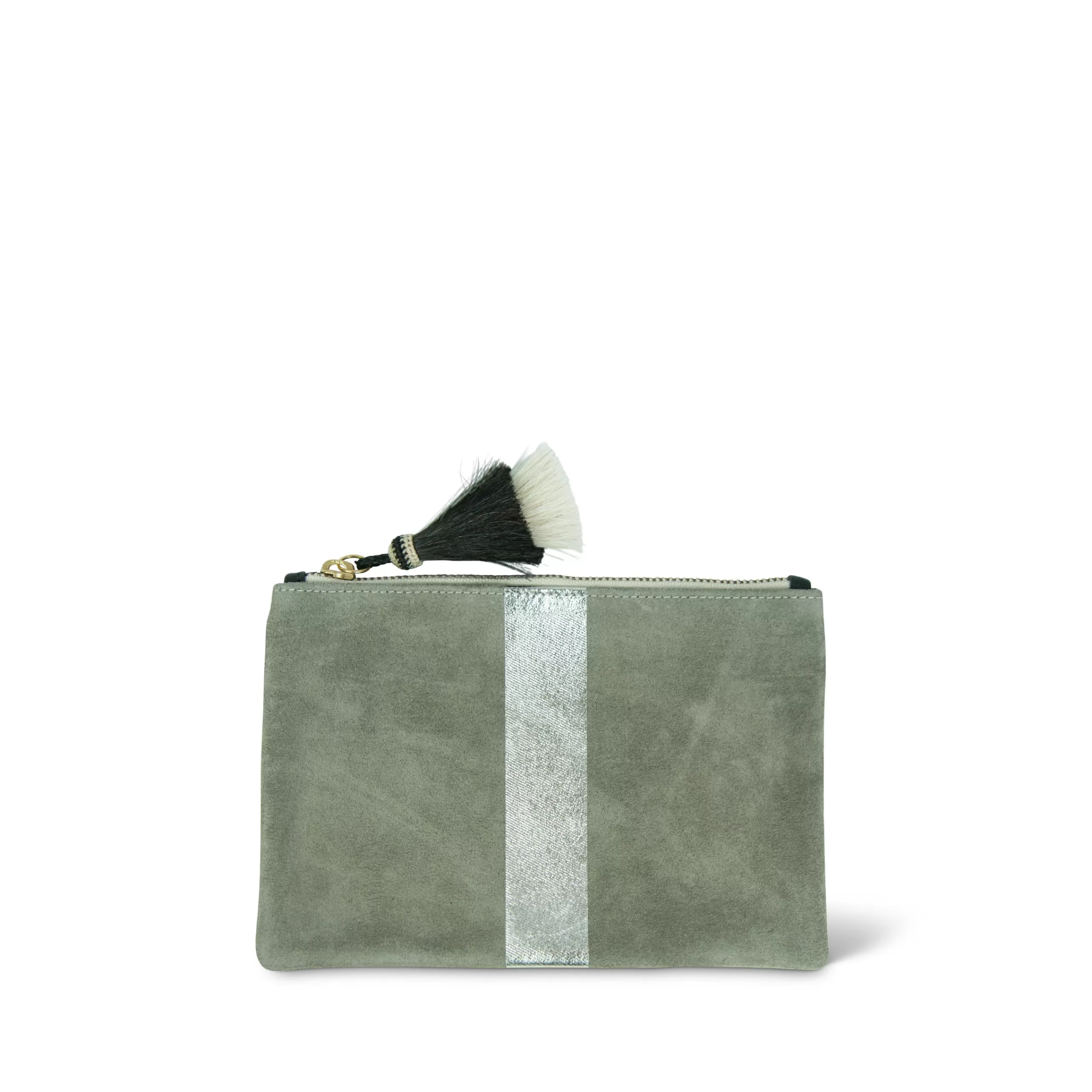 Kempton & Co Storm Silver Suede Small Pouch | Pouches & Clutches