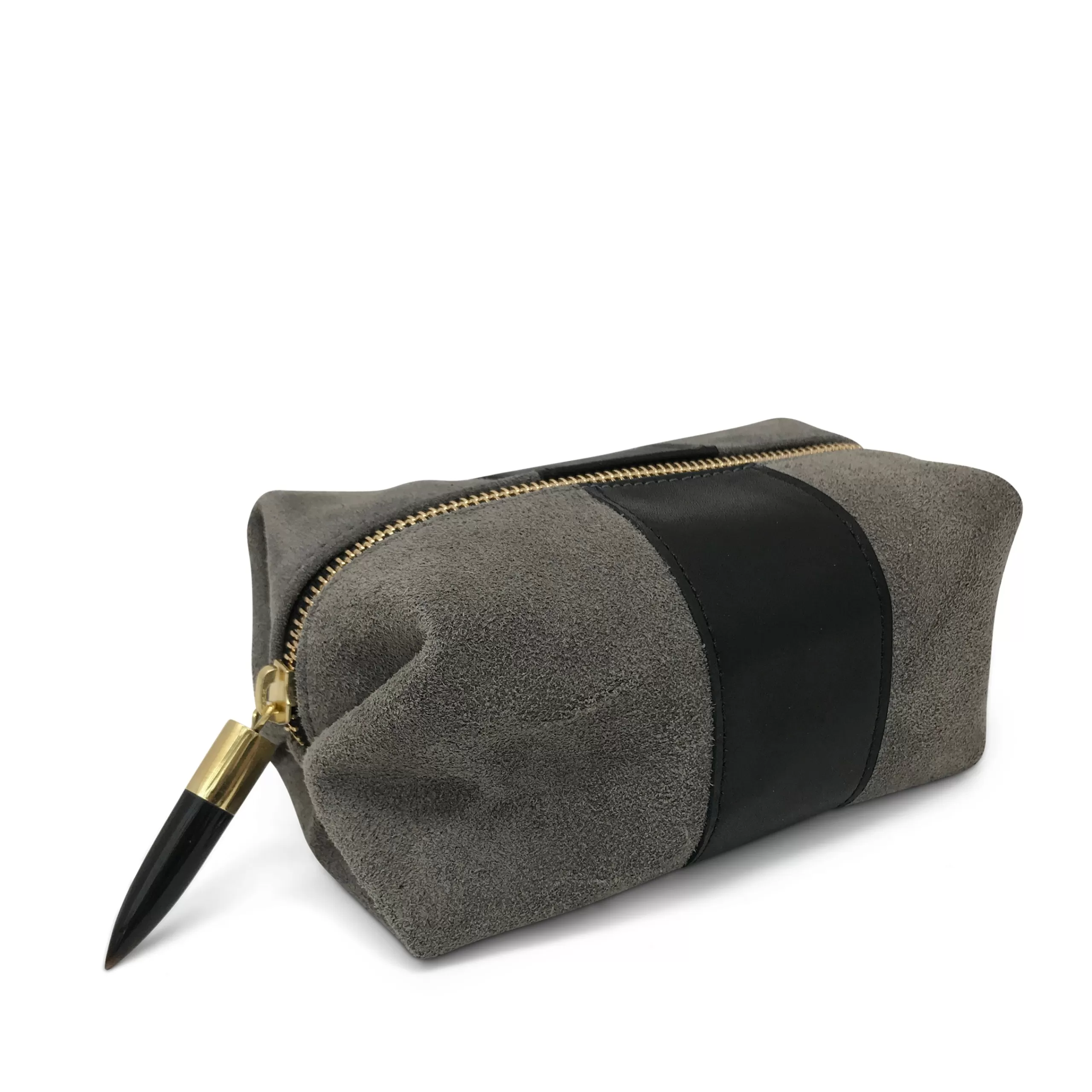 Kempton & Co Storm Suede/Black Stripe Cosmetic Case | Cosmetic Cases