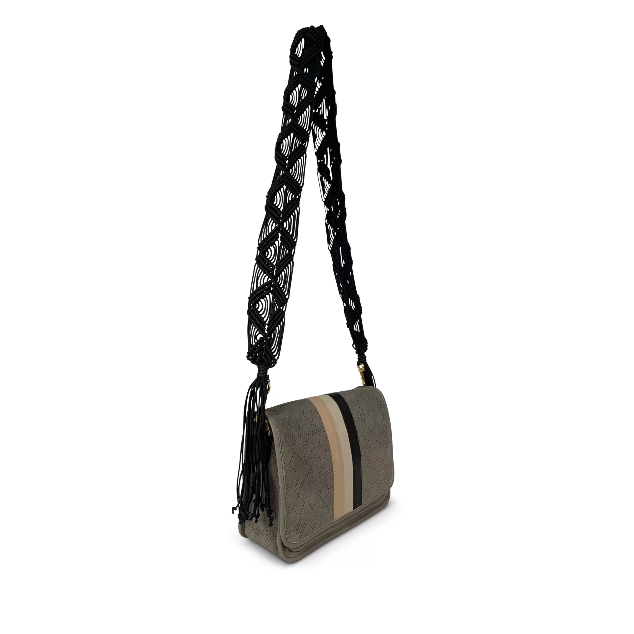 Kempton & Co Suede Diamond Perforated Eva Shoulder Bag | Small Bags