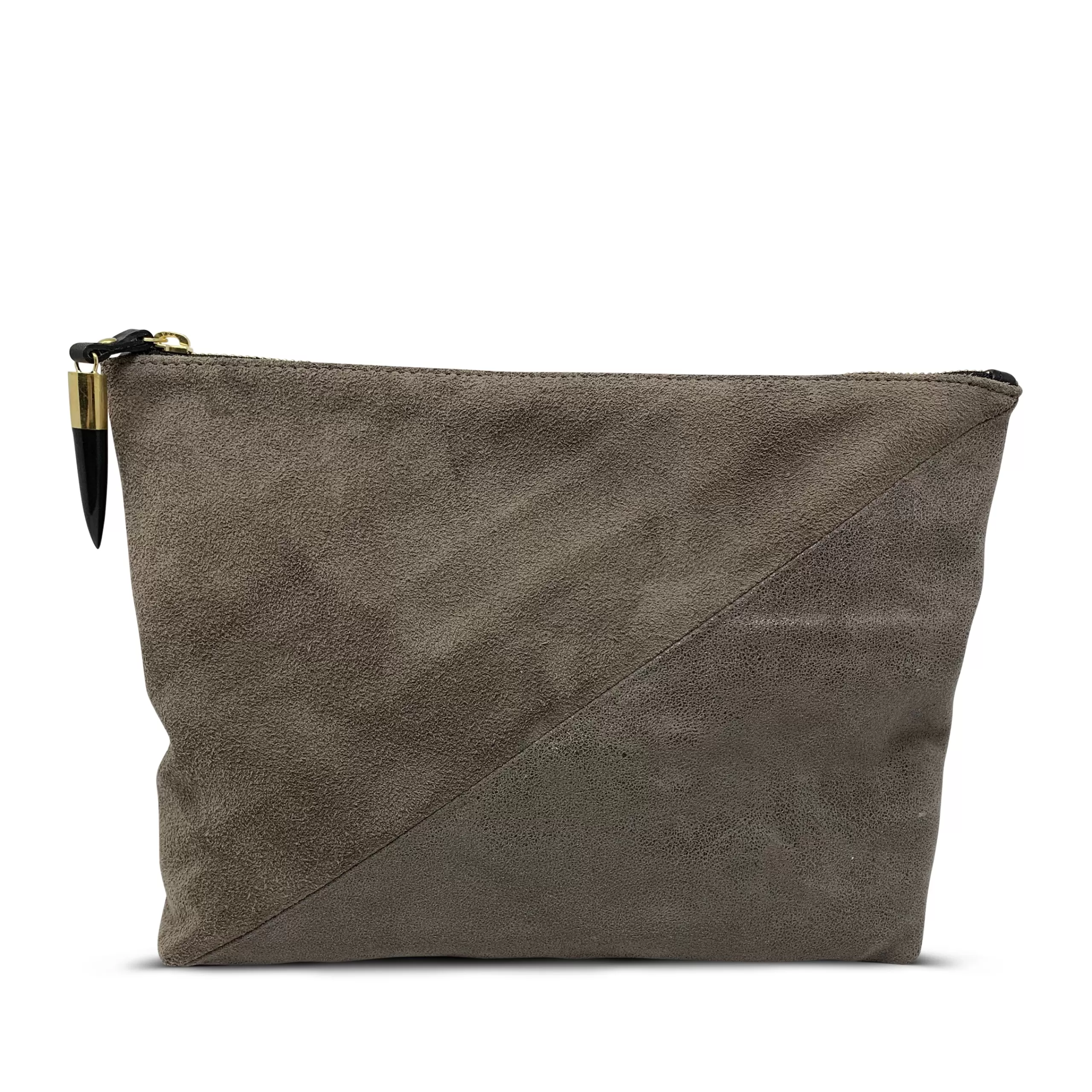 Kempton & Co Taupe Distressed Glitter Medium Pouch | Pouches & Clutches