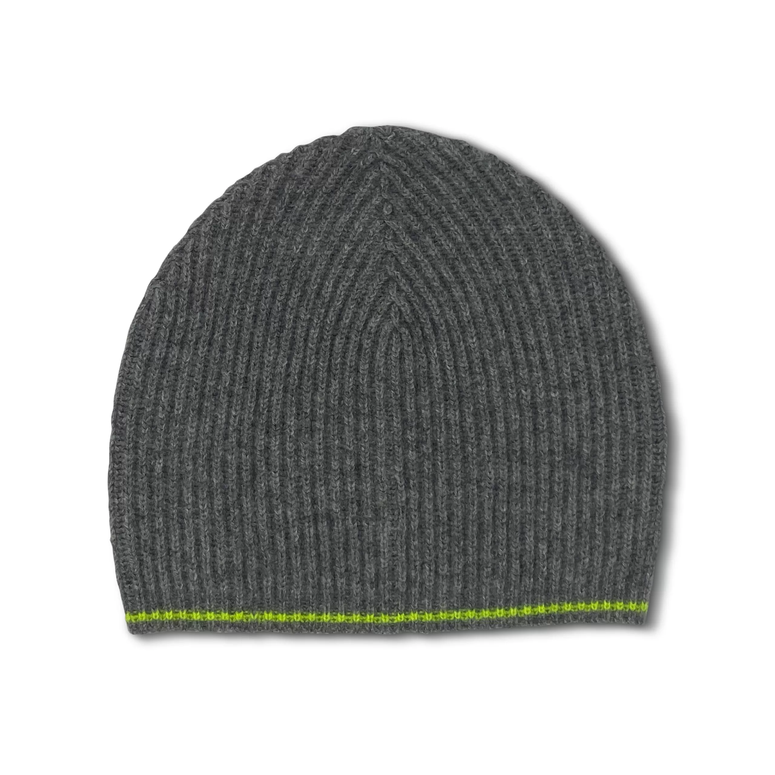 Kempton & Co Tipped Ribbed Beanie - Mid Grey And Neon Yellow | Hats