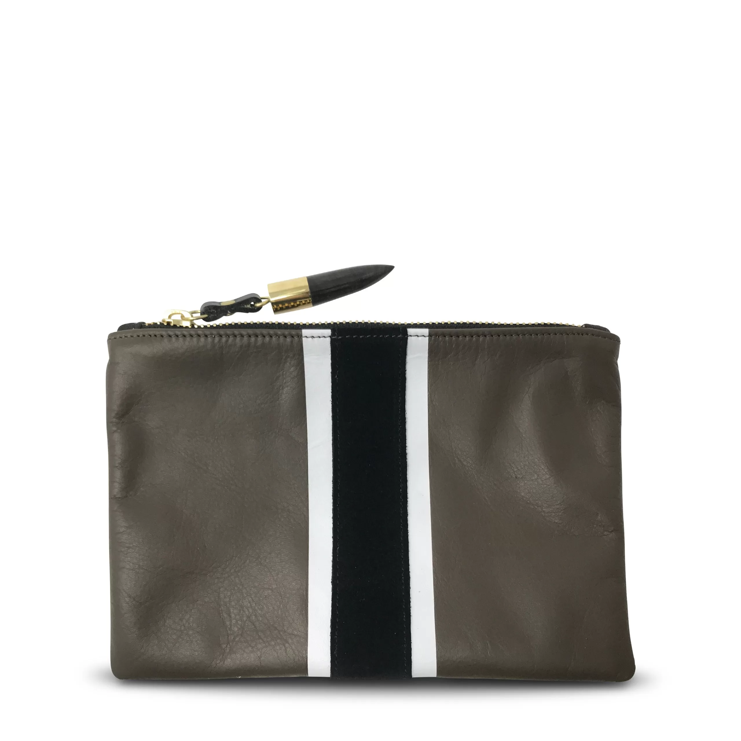 Kempton & Co Truffle With B&W Stripe Small Pouch | Small Pouches