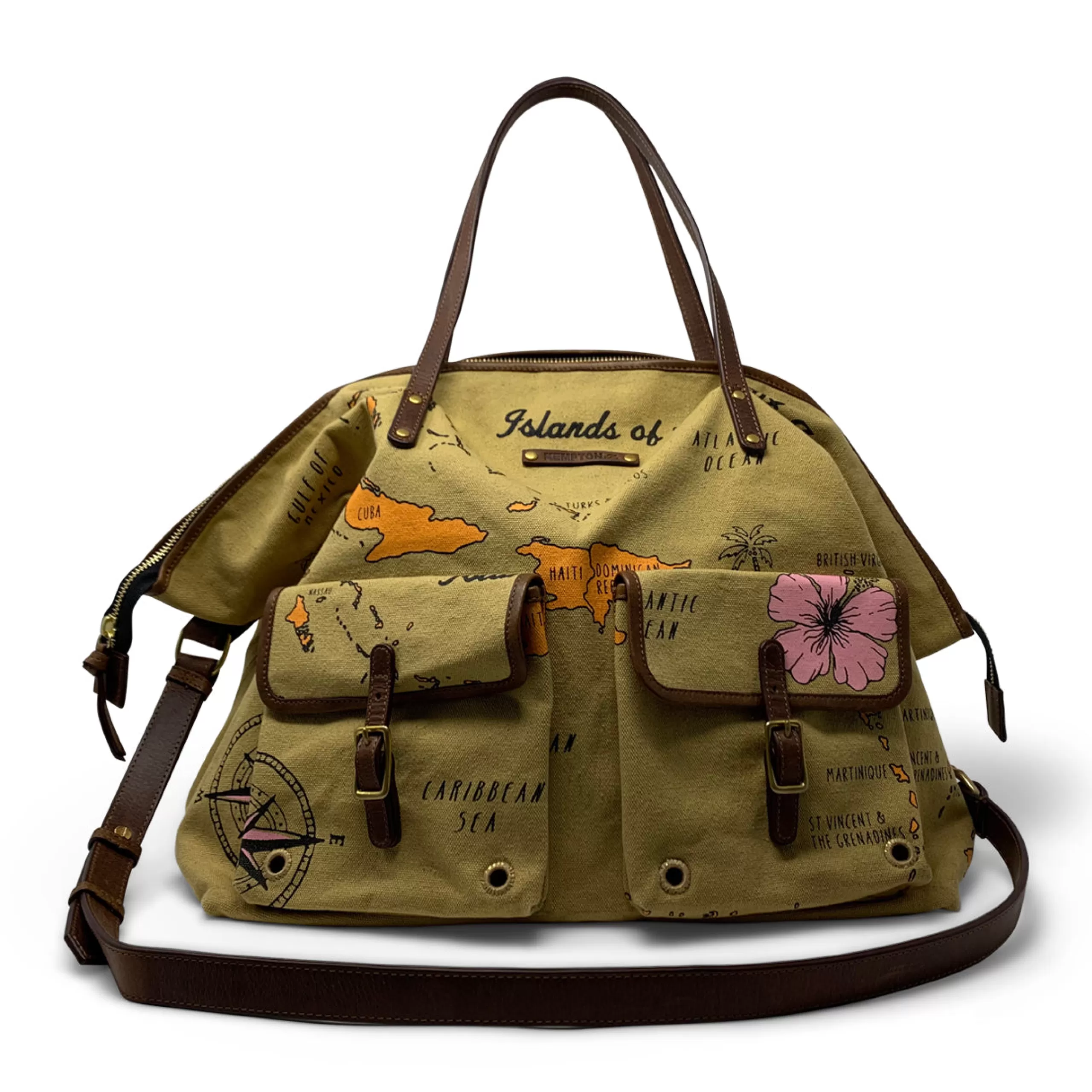 Kempton & Co Vintage Map Print Canvas Crossbody | Canvas Bags