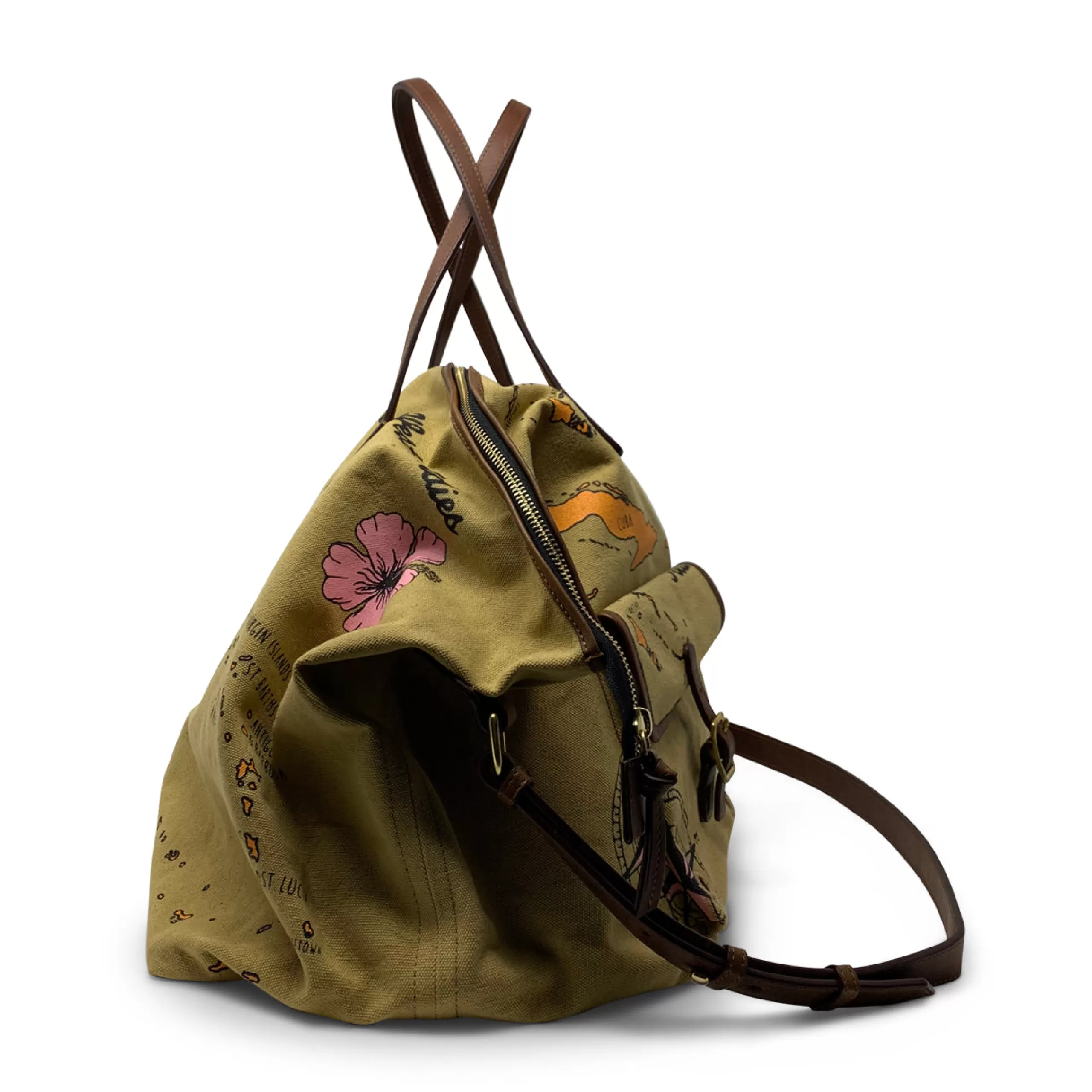 Kempton & Co Vintage Map Print Canvas Crossbody | Crossbody