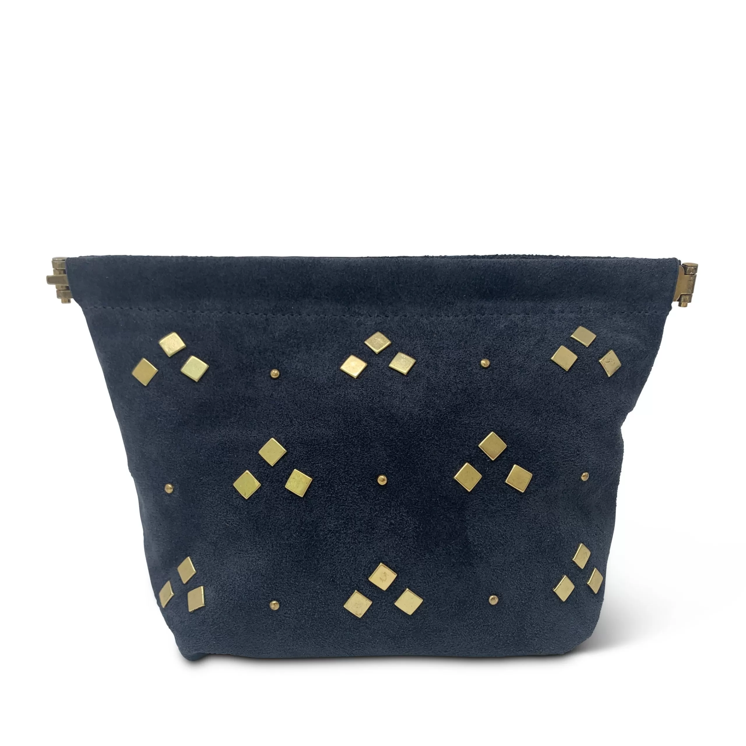 Kempton & Co Washed Navy Stud Snap Make Up Bag | New Pouches & Clutches