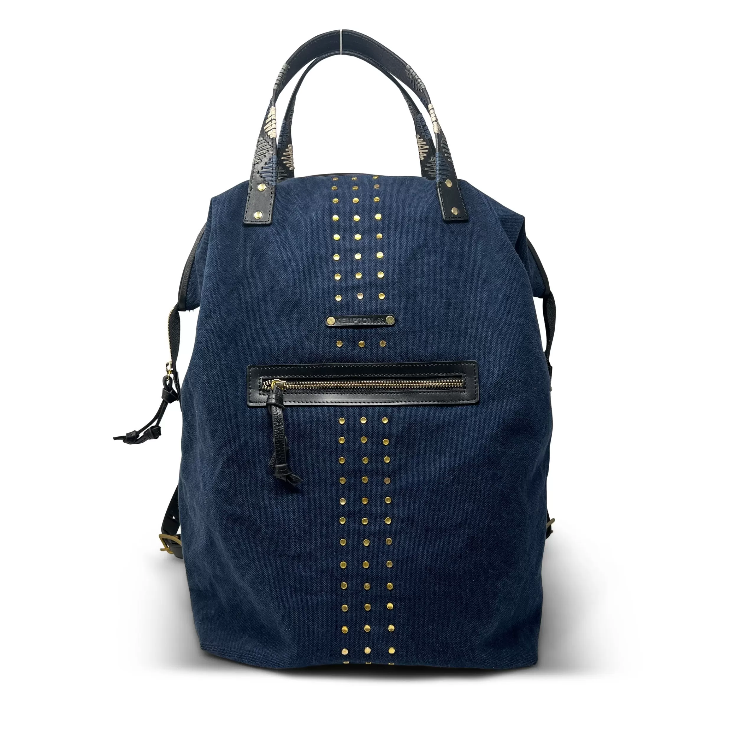 Kempton & Co Washed Navy Studded Backpack | Large Bags