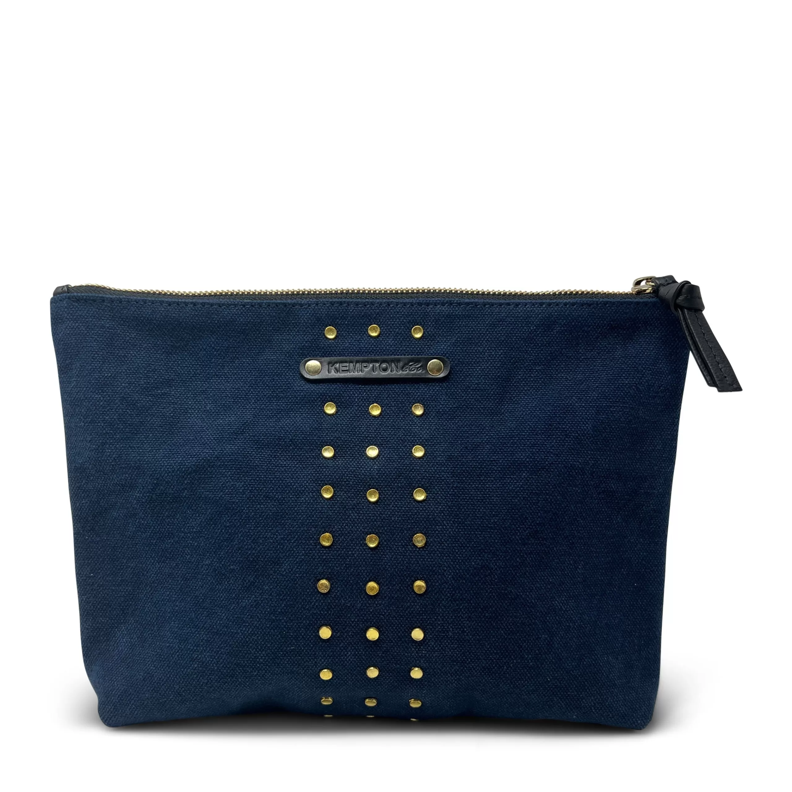 Kempton & Co Washed Navy Studded Medium Canvas Pouch | Gym Bags & Essentials